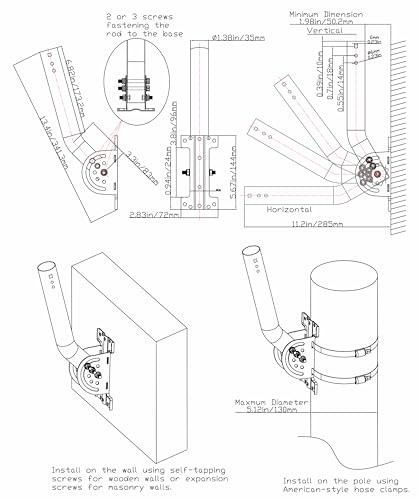 Rustproof TV Antenna Pole Mount - Universal Adjustable 1.38" x 12" J-Pipe