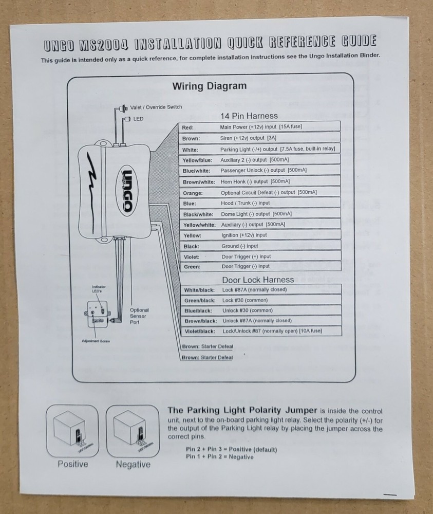 Ungo MS2004 Security & Keyless Entry System with 2 Remotes * NEW IN OEM PACKAGE