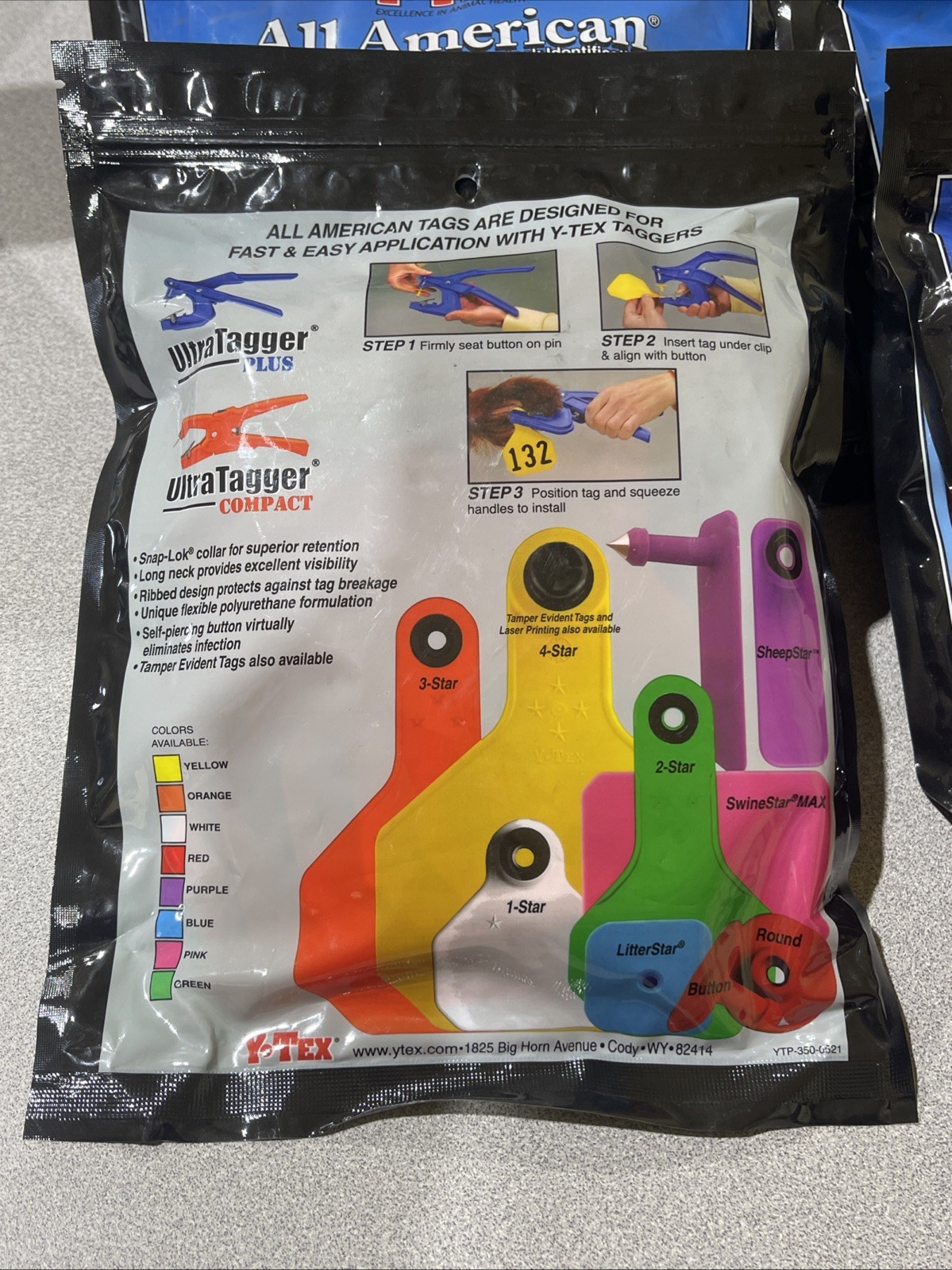 Y-Tex 4 Star Large Cattle Tags 25 Pack, 2 Piece Ear Tag System, Orange, 126-150