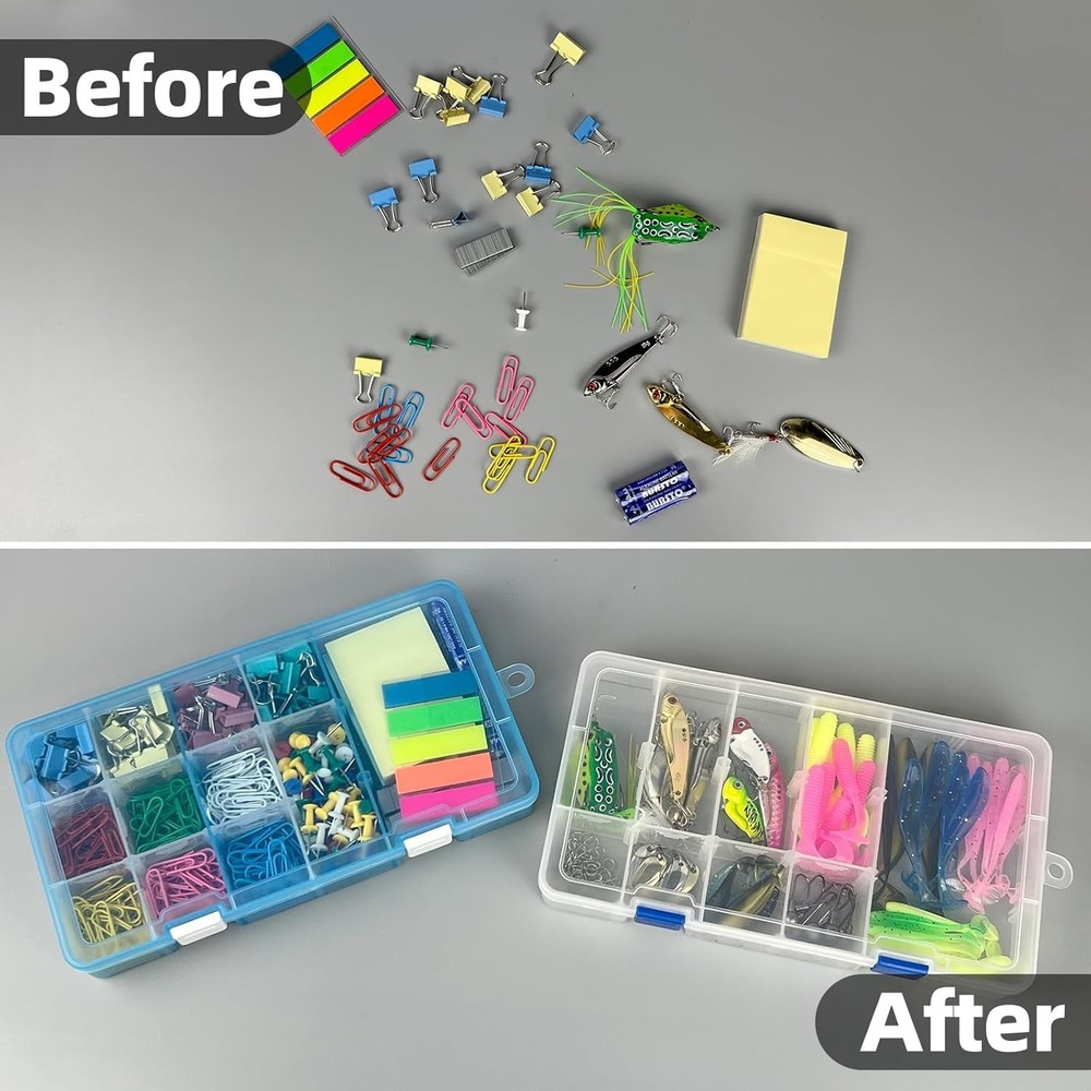 Plastic Organizer Container Storage Box Adjustable Divider Removable Grid Com...