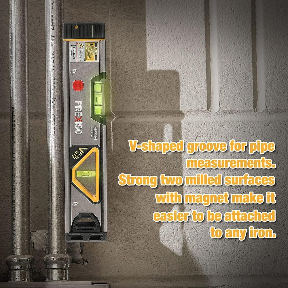 Professional Laser Level with LED Lighting & Shock-Resistant Design - 12 in