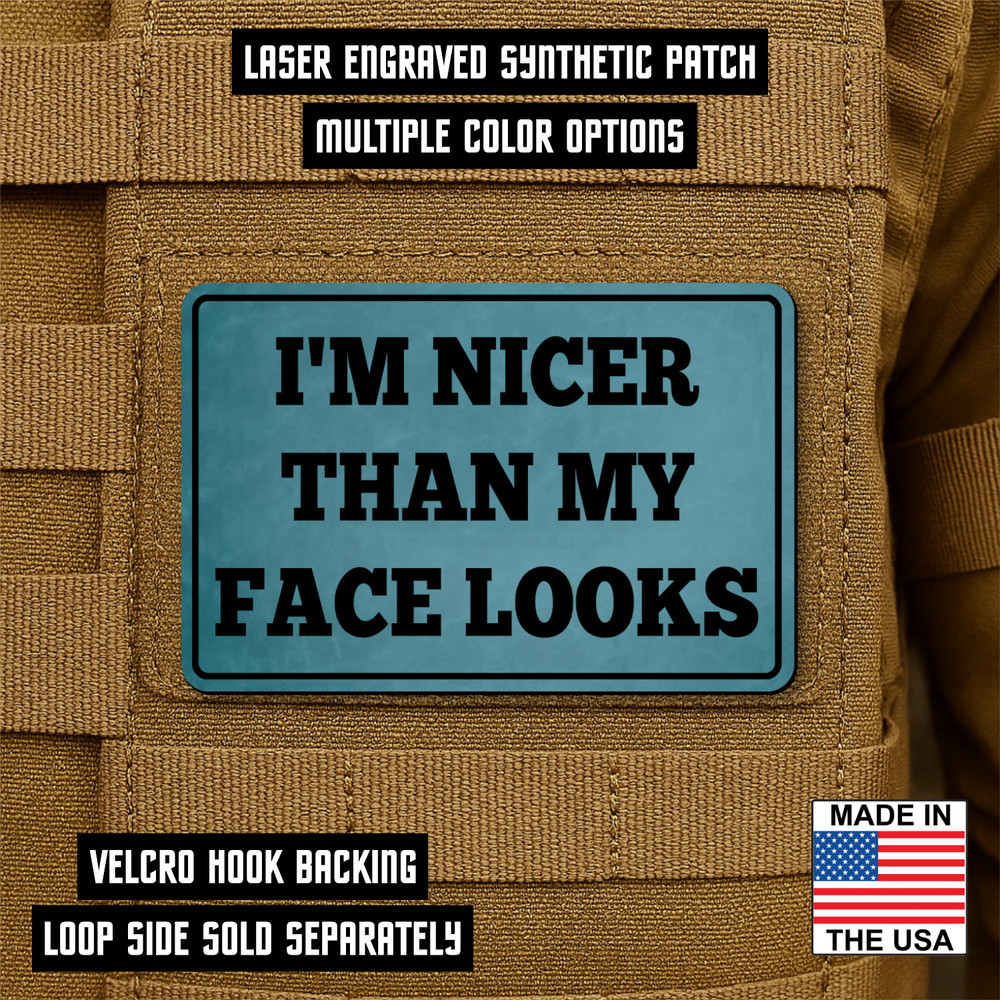 Mean Ugly Face Morale Patch 2"x3" Hook & Loop Funny Engraved Tactical Patch