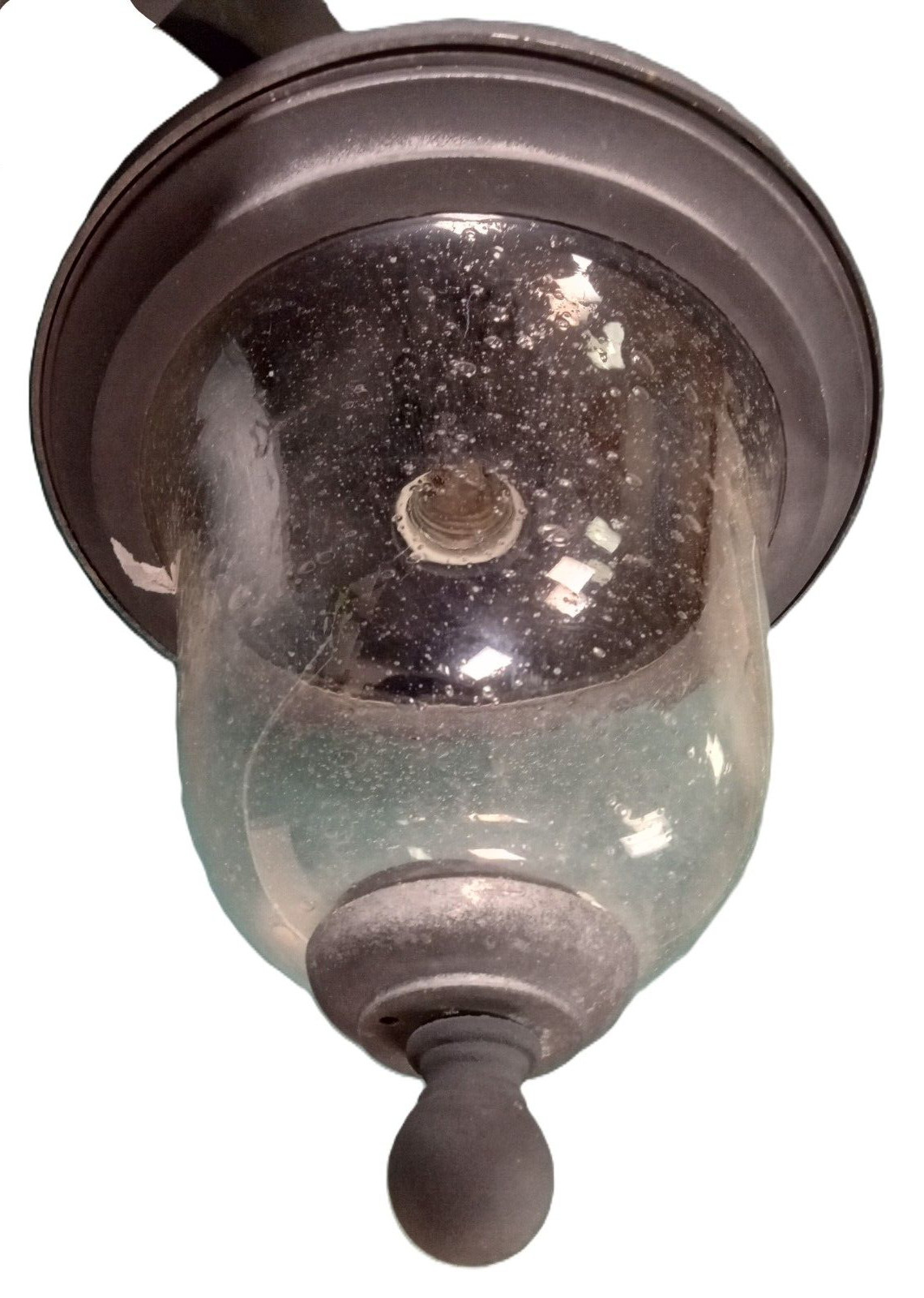 PAIR of Wall Lanterns Seeded Glass Vintage Light Fixtures Porch Lighting Outdoor