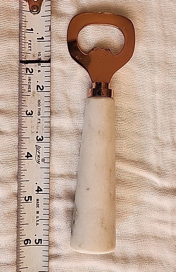 Marble Handle Bottle Opener Gold Toned
