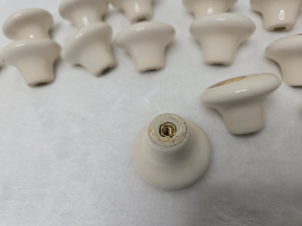 Set 18 Vintage 1 1/2" Round Porcelain Drawer Pull Knobs, bears, bee, kettle