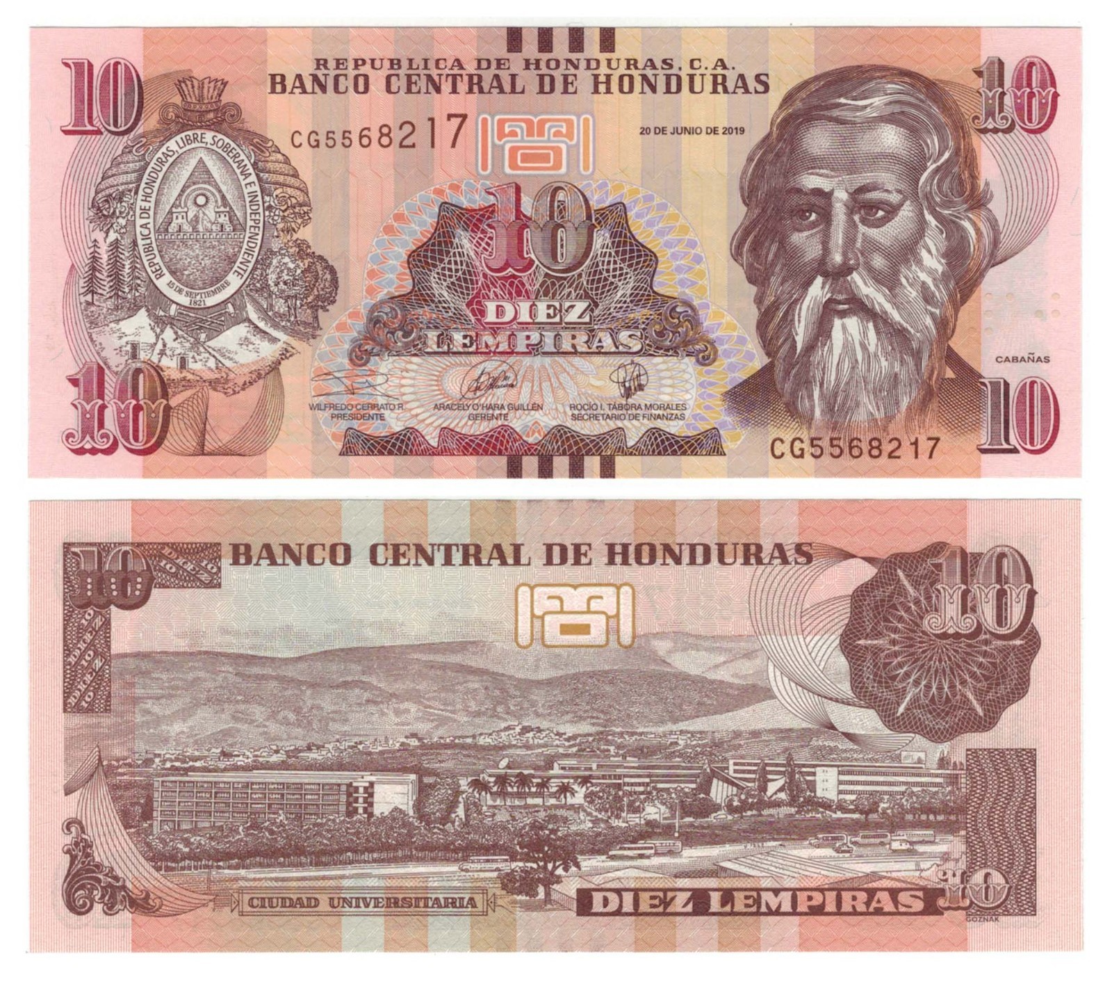 Honduras 9 PCS Set: 1 to 500 Lempiras (2019/2023) - p-96d to p-113a UNC