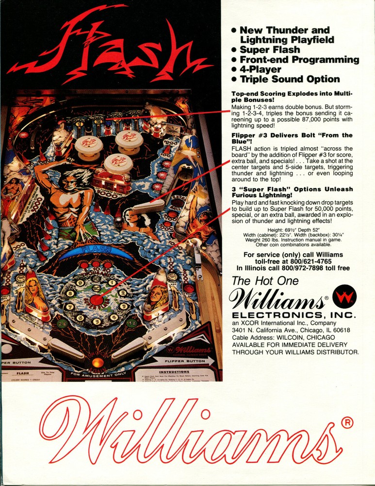 Flash Williams Pinball Flyer / Brochure / Ad - Mint