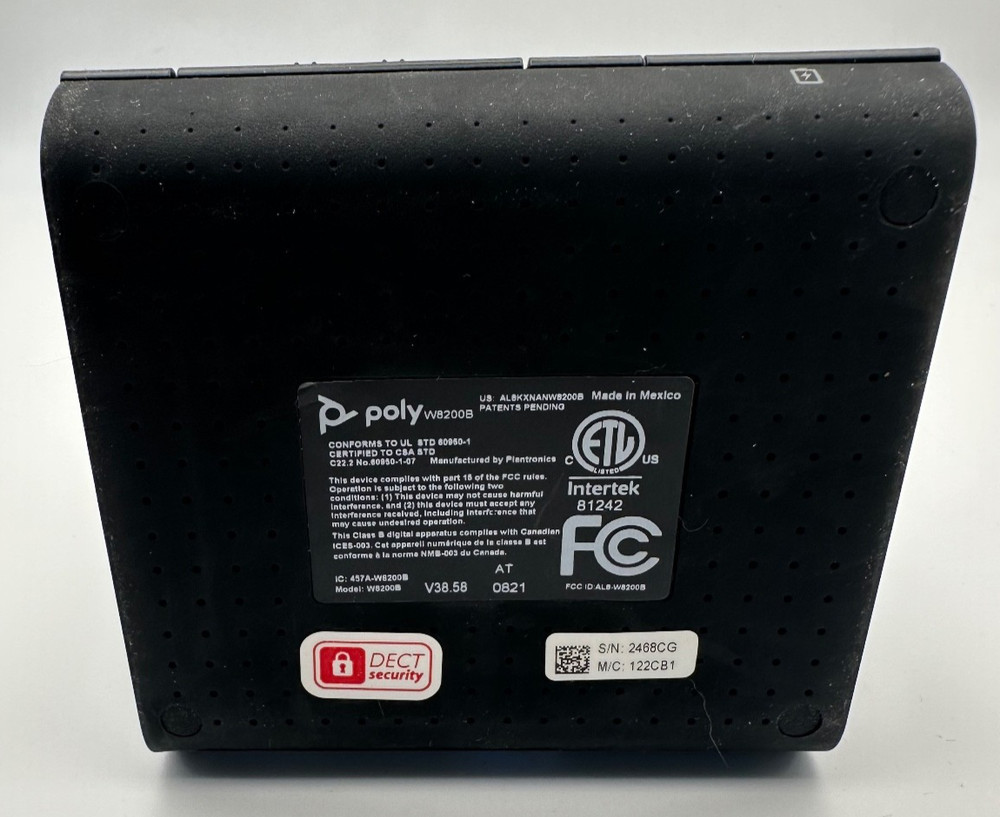 Plantronics POLY W8200B Wireless Headset & Charging base DECT + Adapters