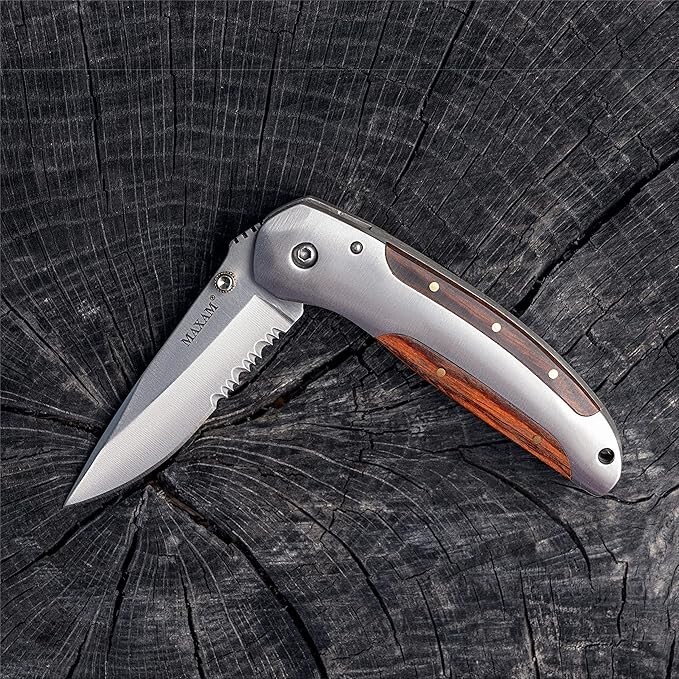 MAXAM Liner Lock Serrated Folding Pocket Knife - 4"