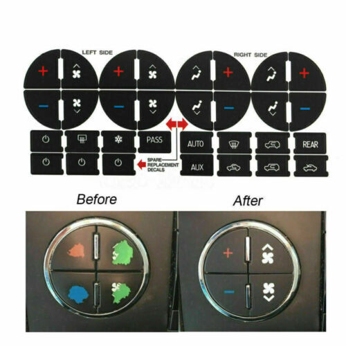 2x Replacement Repair AC Dash Button Kit Decal Stickers For Chevrolet GMC Tahoe