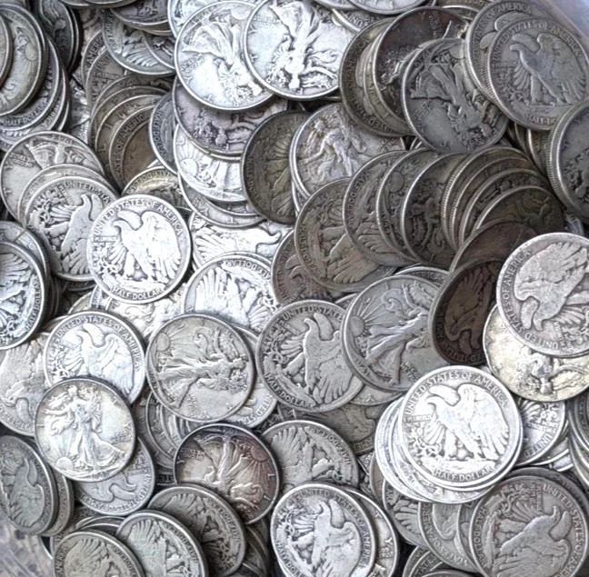 🔥 {4} 90% SILVER Walking Liberty Half Dollars Average Circulated Condition