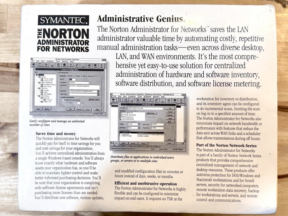NEW SEALED Symantec Norton Administrator 2.0 Windows, Dos, MAC