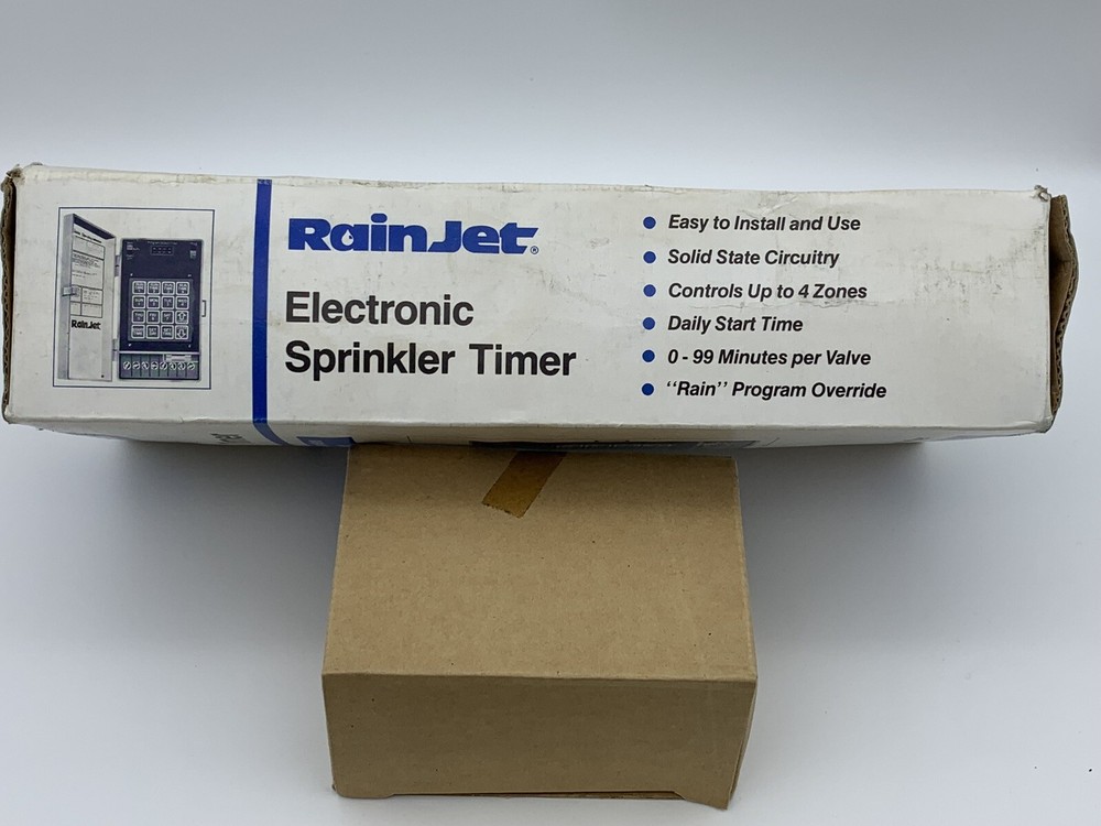 RainJet Electronic Sprinkler Timer 4 Station Controller Model RJC-4 NOS