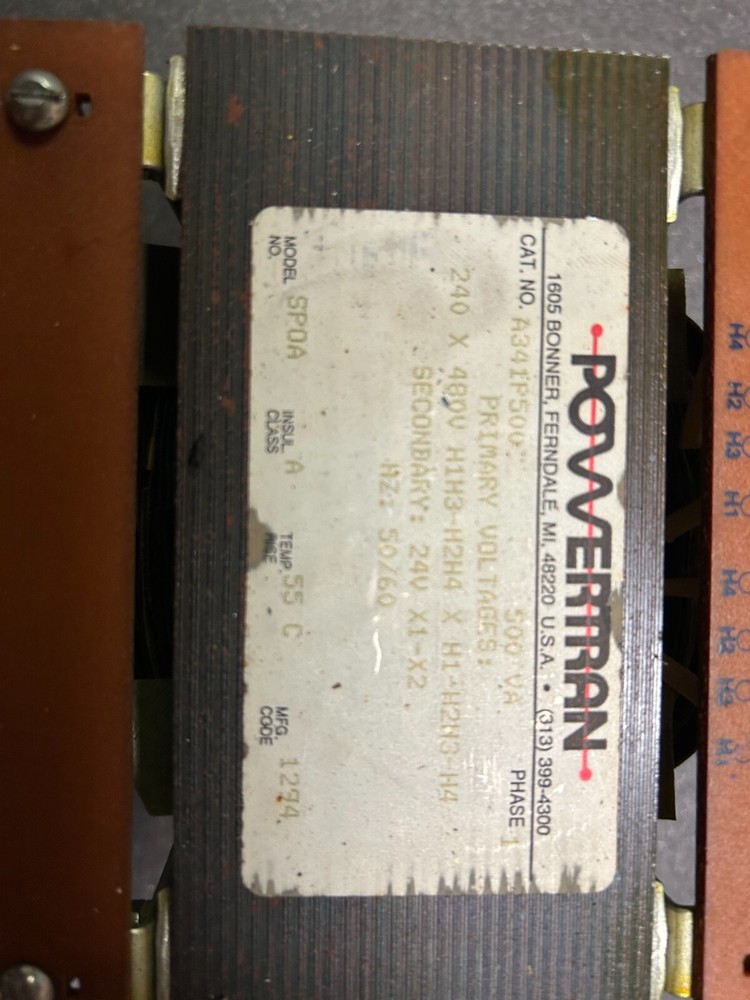 PowerTran A341P500 500VA Phase:1 Model No. SP0A