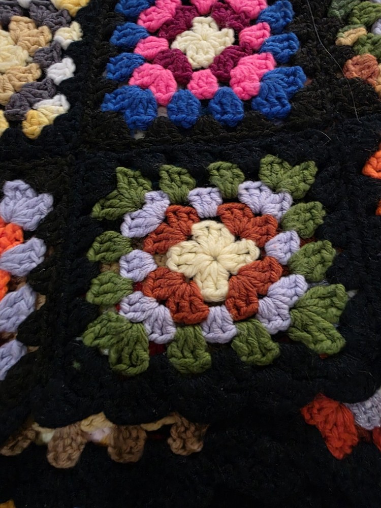 Hand crocheted granny square afghan blanket 36"x60"