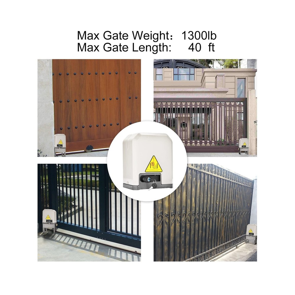 JIELI JY7 Automatic Sliding Gate Opener with 4 Remote Controls, Gate Operator...