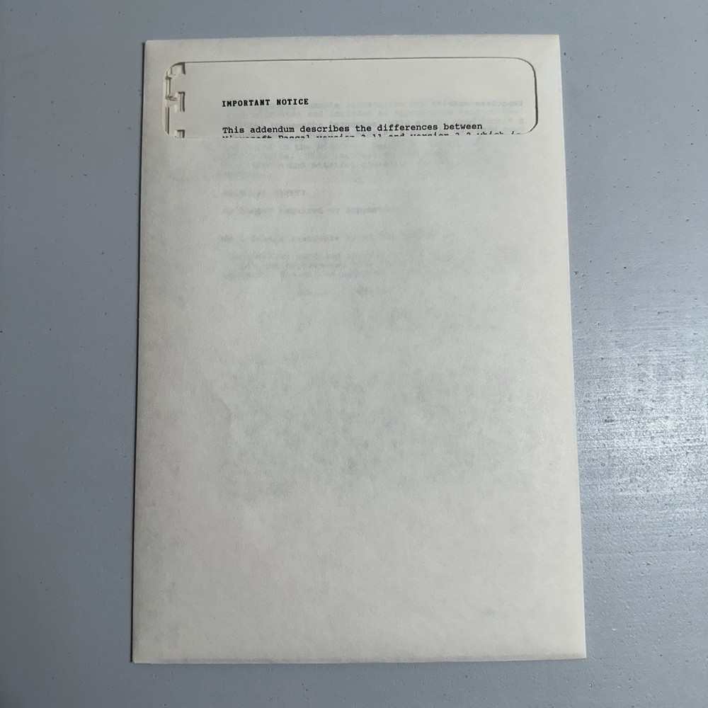 Zenith Data Systems Heath Computer Microsoft PASCAL Compiler MS-DOS Software