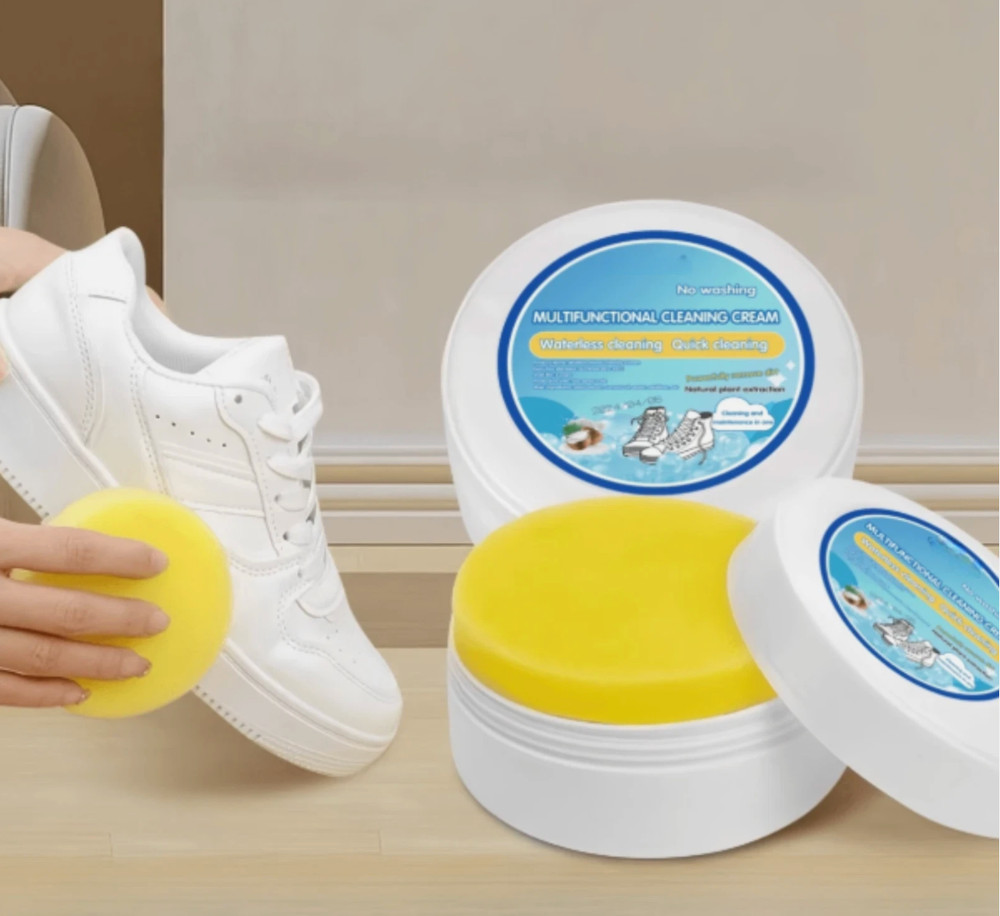 Shoe Cleaning Cream Multi-Functional Cleaning & Stain Removal Cream with Sponge