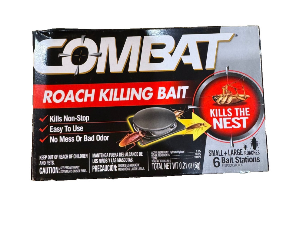 Combat Roach Killing Bait Stations for Small and Large Roaches, 6 Count...