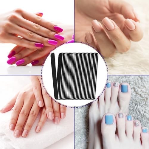 20 Pack 100/180 Grit Nail Files Black Professional Emery Boards Nail