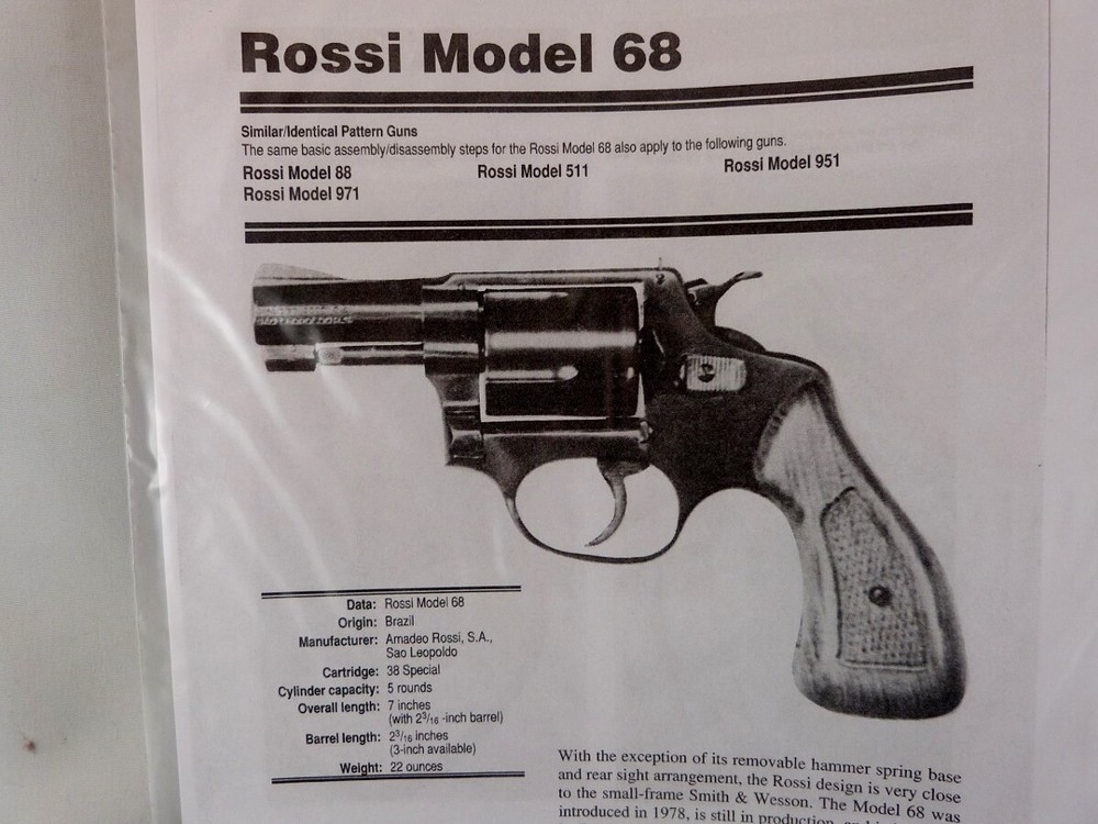 ROSSI MODEL 68 HAND GUN BREAK DOWN INSTRUCTION KIT