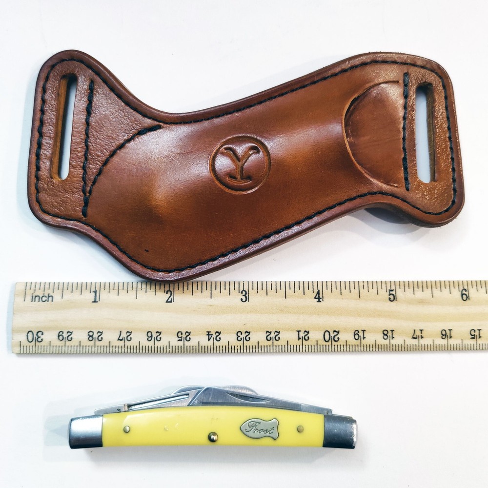 Custom Handmade Horizontal Knife Leather Sheath Free Initials Stamp Right Hand