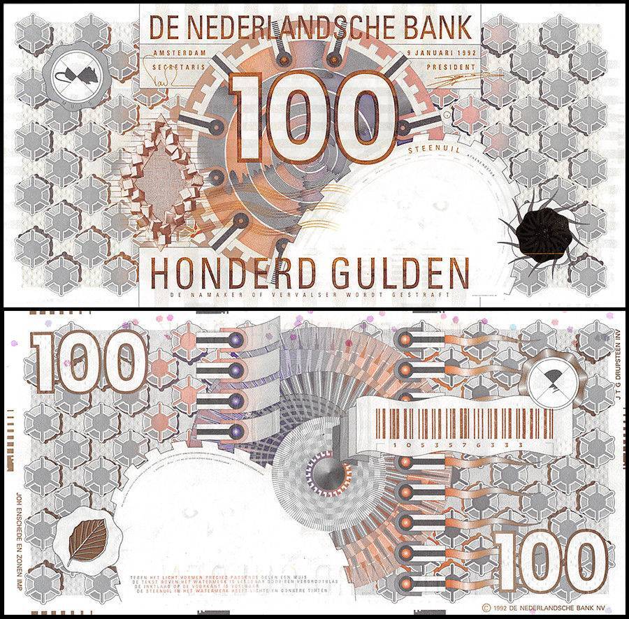Netherlands 100 Gulden, 1992, P-101.2, UNC