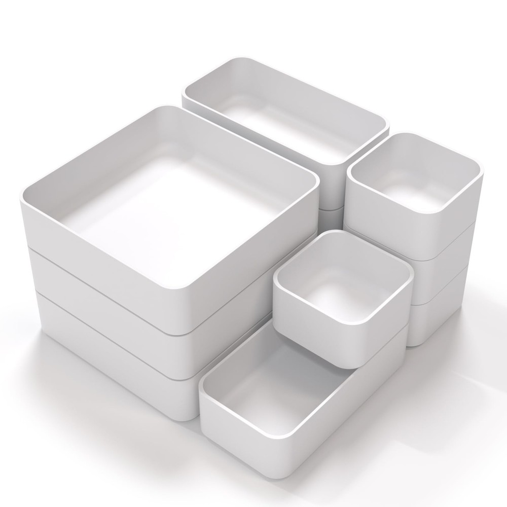 CHANCETSUI 11-Piece Stackable Drawer Organizer Set, Multi-size Desk Drawer Or...