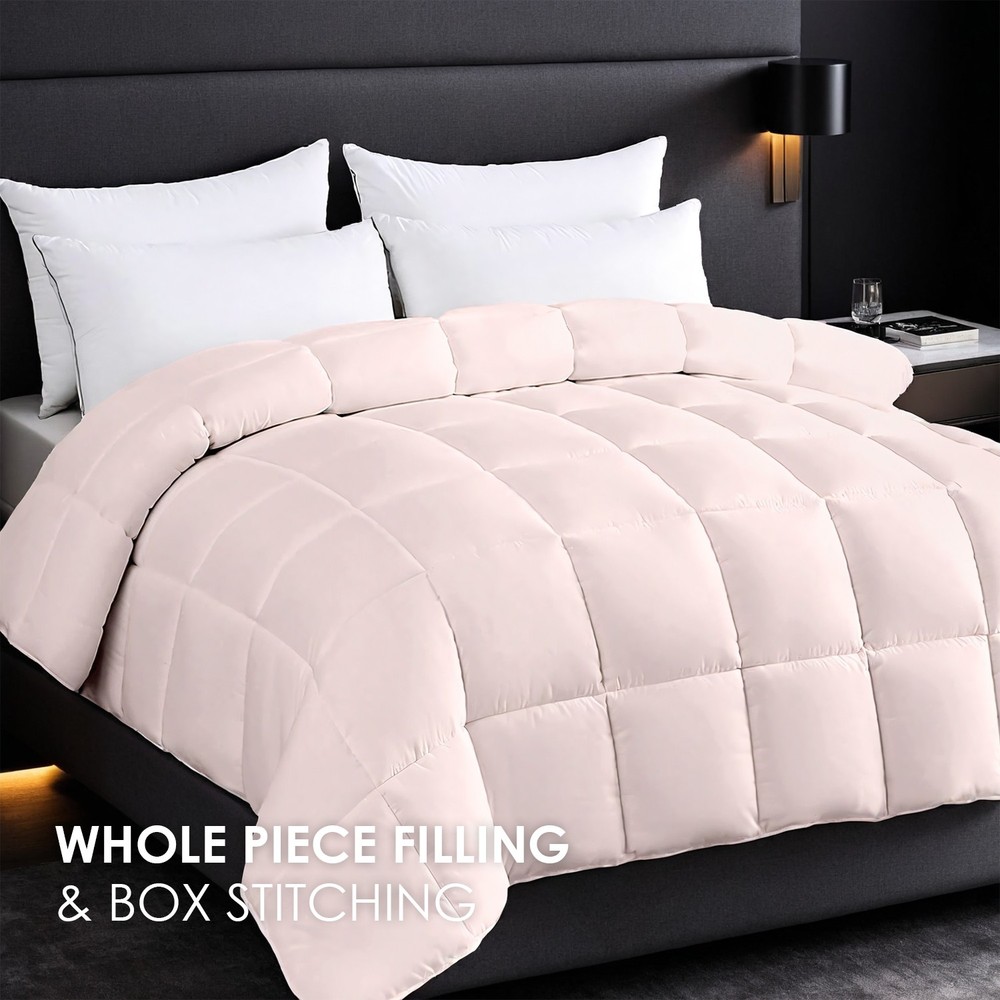 2-Pack Pink Oversized Duvet Insert Microfiber Soft Fluffy All Season