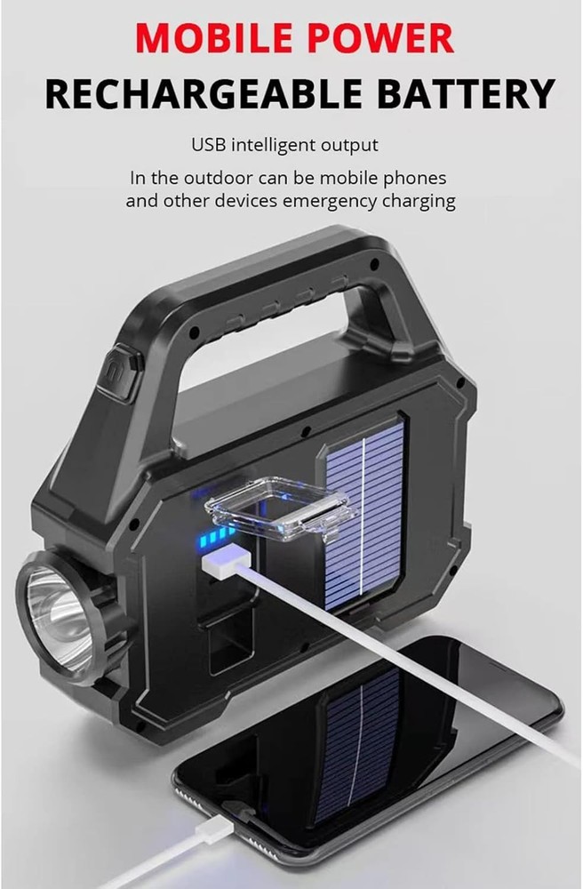 2x Waterproof LED Flashlight 🌟 Solar USB Rechargeable Torch for Camping