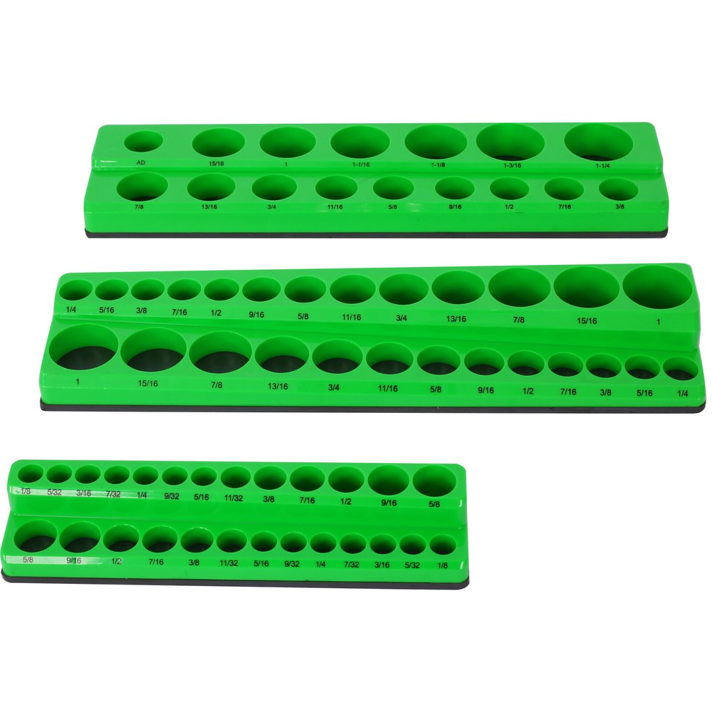3 Piece SAE Magnetic Socket Organizers, Socket Organizers for Toolboxes