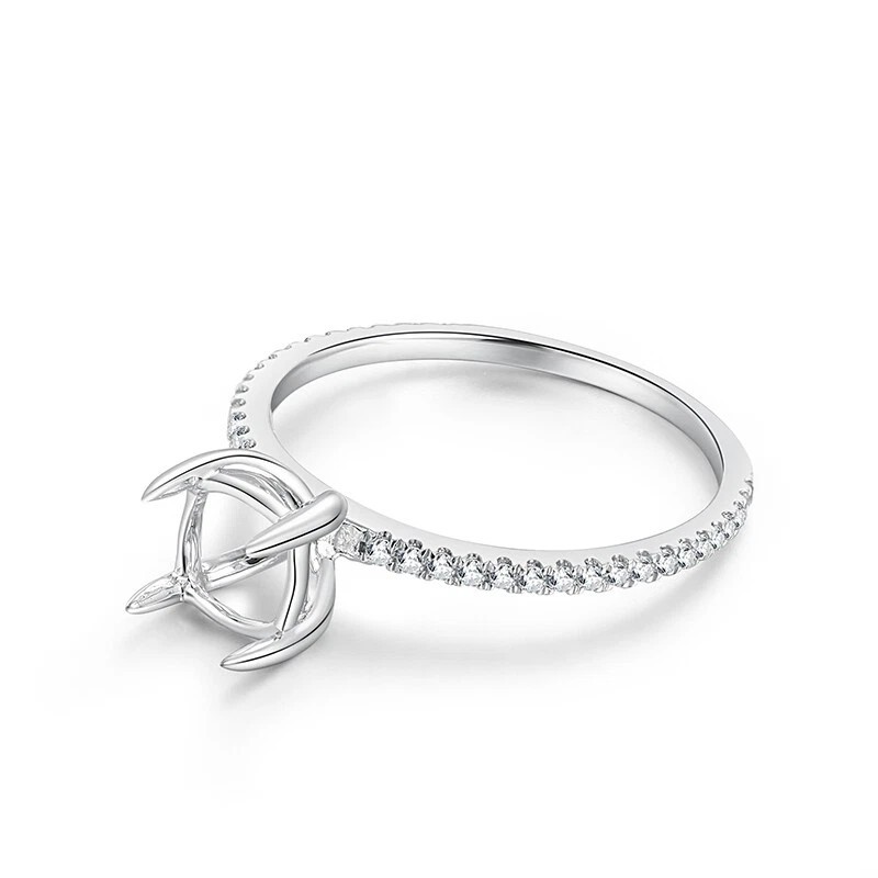 Semi Mount Ring Setting Square 6mm 925 Sterling Silver