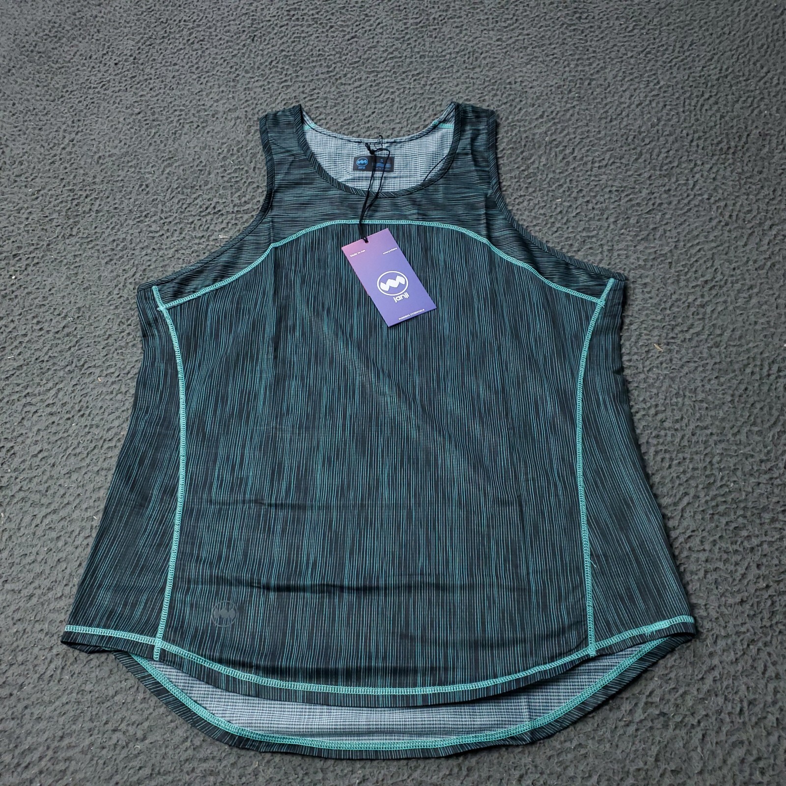 NEW Janji Helio Tech Womens S Small Tank Top Sea Striped Blue Green
