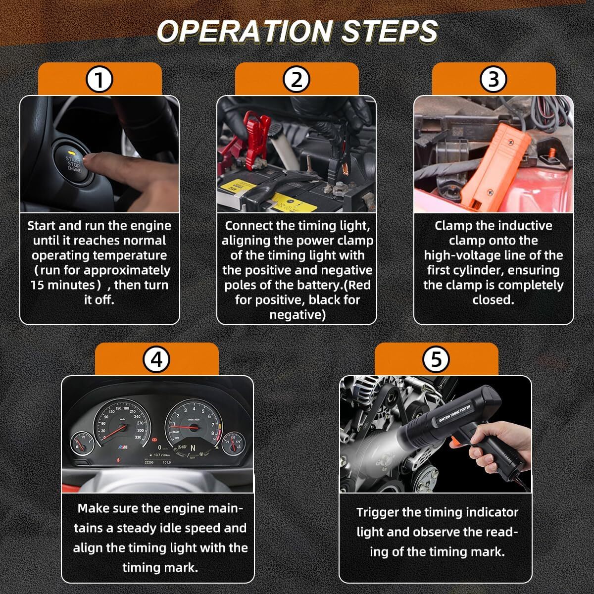 Automotive Timing Light 12V Inductive Ignition Timing Gun Adjust Engine Timing