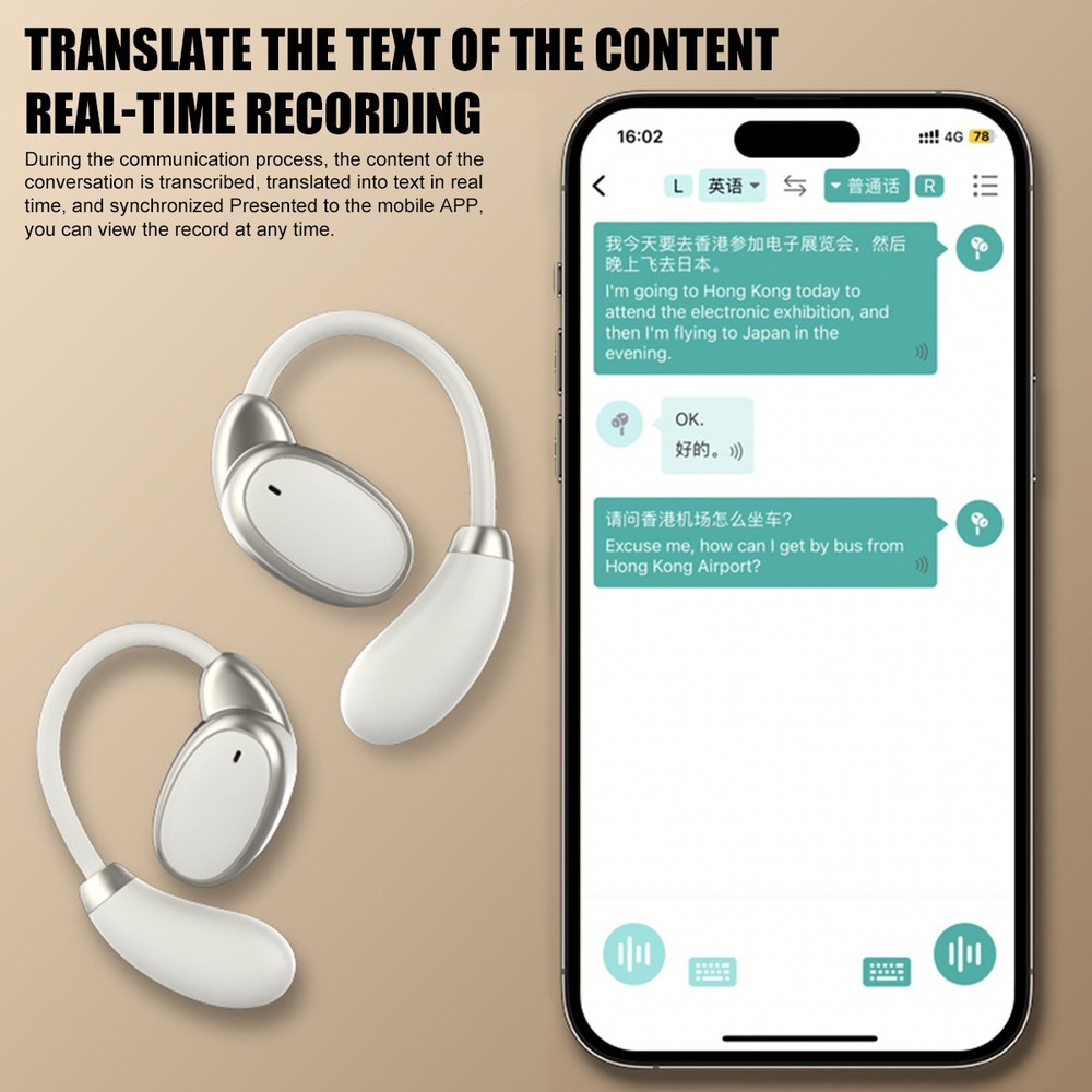 148+ Language Translator Earbuds Wireless Bluetooth5.4 Two Way Translator Device