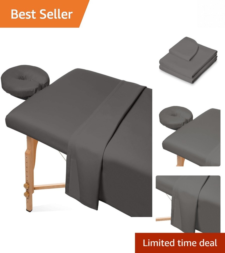 Gray Massage Table Sheet Set - Breathable Microfiber 3-Piece Collection