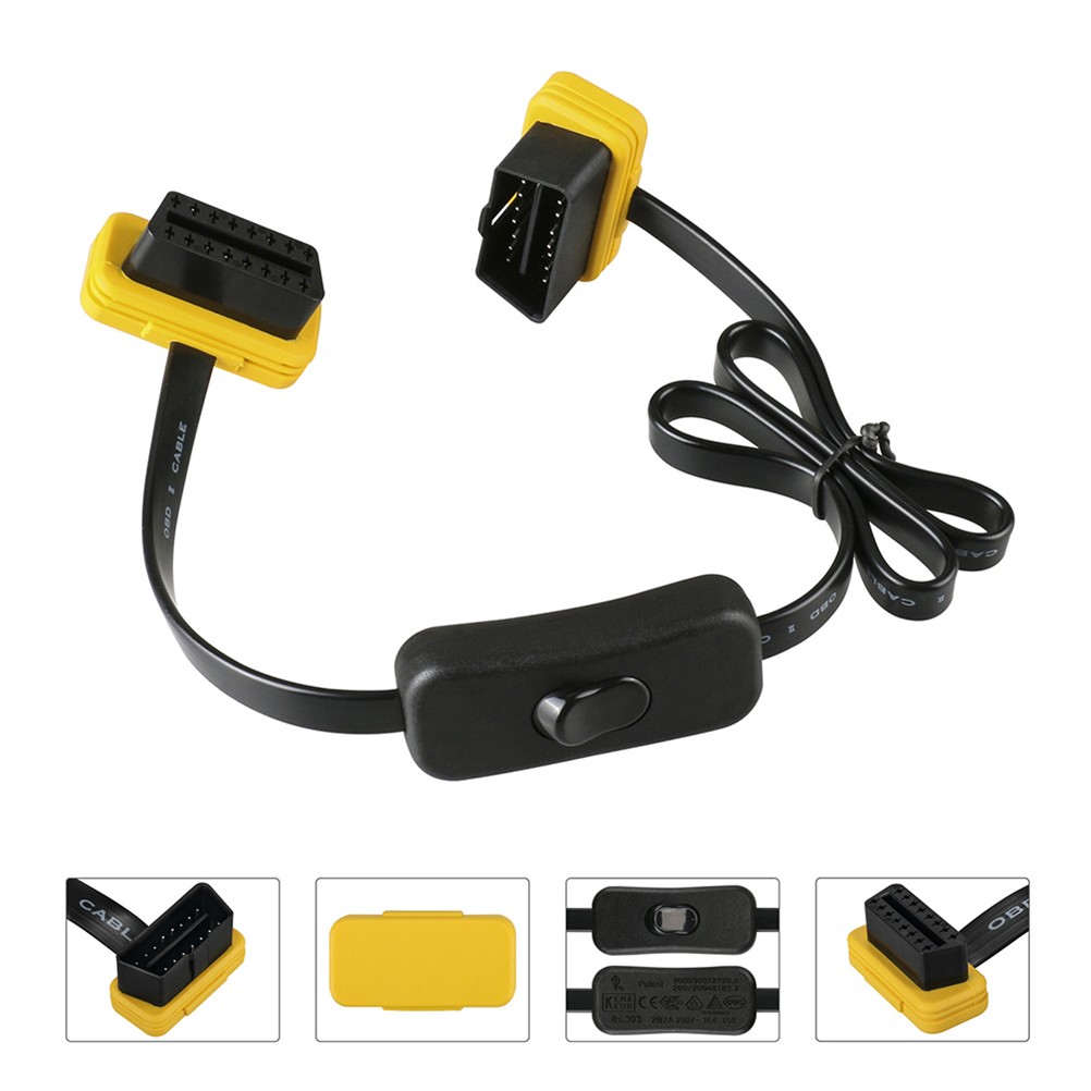 OBD2 II OBD 16 Pin Convertor Adapter Cable Diagnostic Scanner Cable with Switch