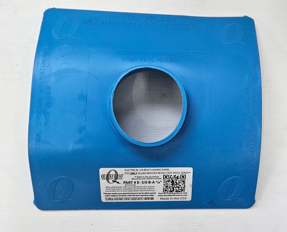 ELECTRICAL BOX FLASHING PANEL - QUICKFLASH E-3/0-B-A-7/8" - 9335- Series