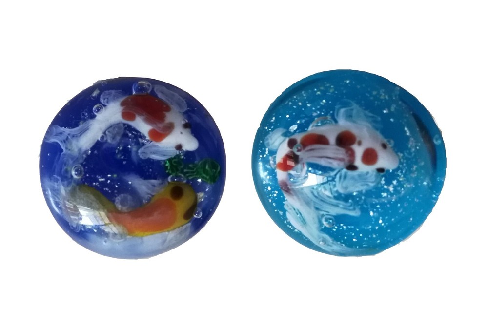 2pcs 100% handmade glass button glass crafts fish buttons