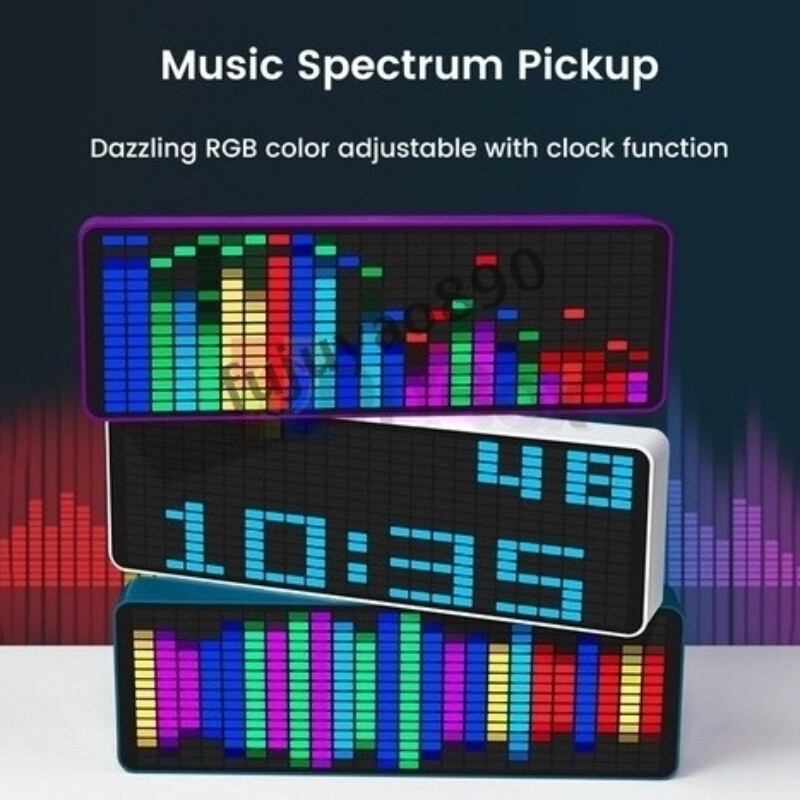LED Audio Display Sound Meter Level Clock Spectrum Music Visualizer MIC+CABLE