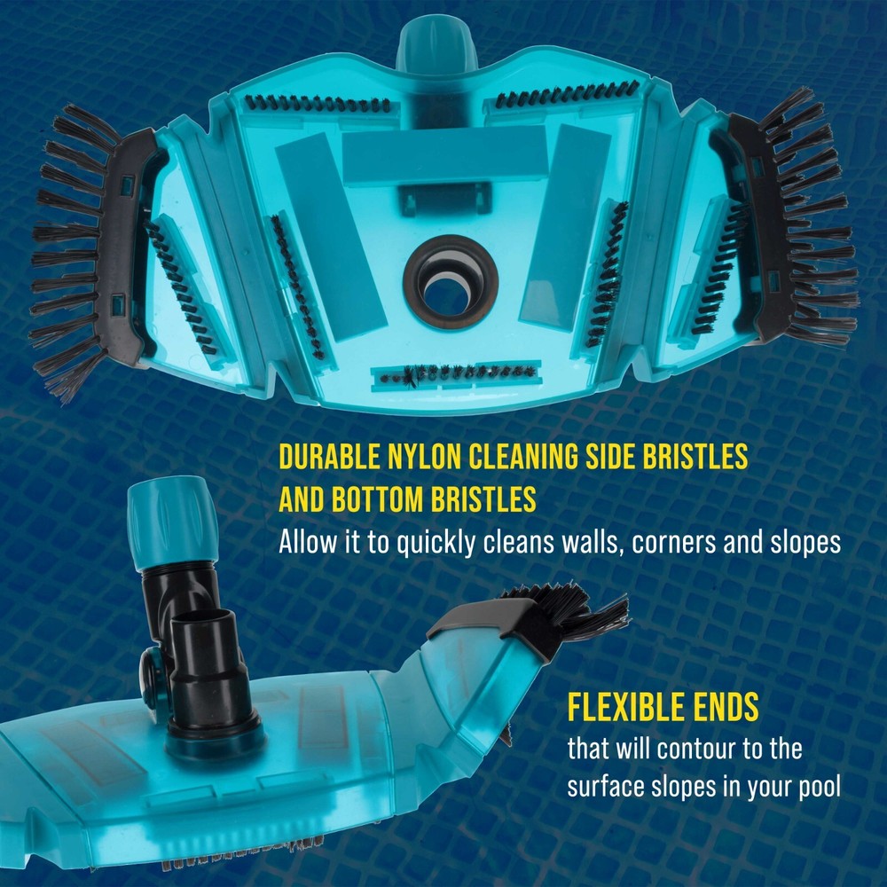14" Rectangular Weighted Super Flexible Swimming Pool Vacuum Head - Side Brushes