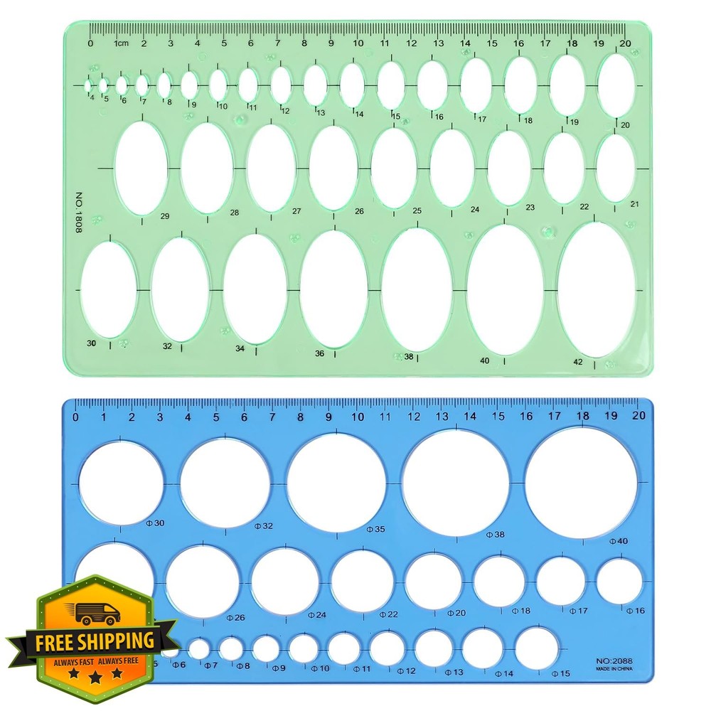 2 Pack Circle Stencil Template Drawing Drafting Measuring Tool