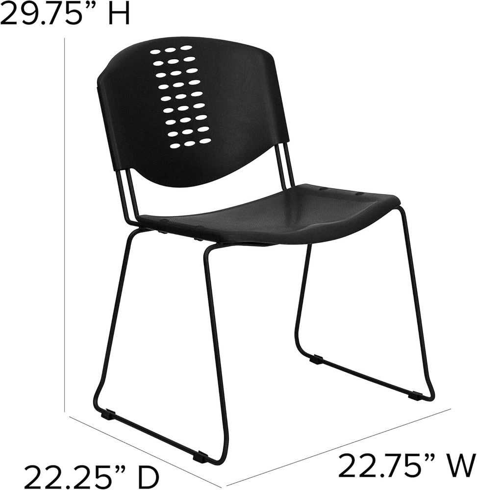 HERCULES 5-Pack 400 Lb Capacity Black Stack Chairs with Frame