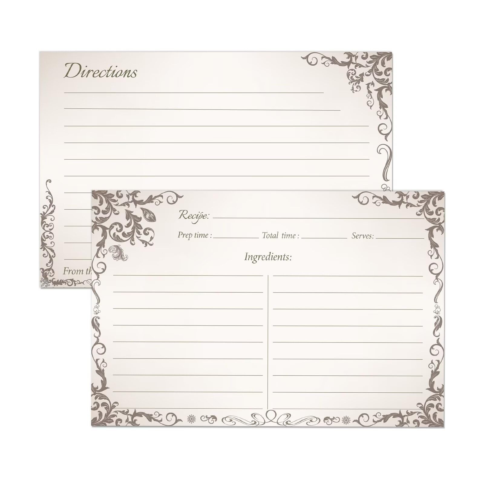 4x6 Blank Recipe Cards 60Pack  Line Art Design for Cooking, Bridal Showers, W...