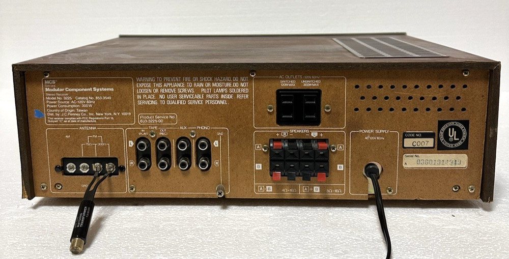 MCS MODULAR COMPONENTS SYSTEM RECEIVER 3225 Tested & Working!