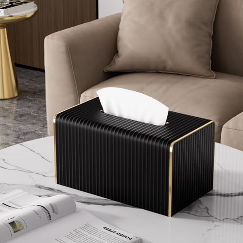Extra Large Tissue Box Cover for Standard Size 180 Rectangle Extra Height Black