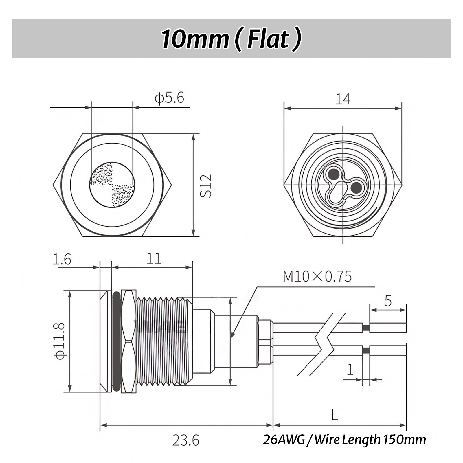 Metal Indicator Light LED Waterproof Small Line Power Signal Light AC/DC 3V-220V