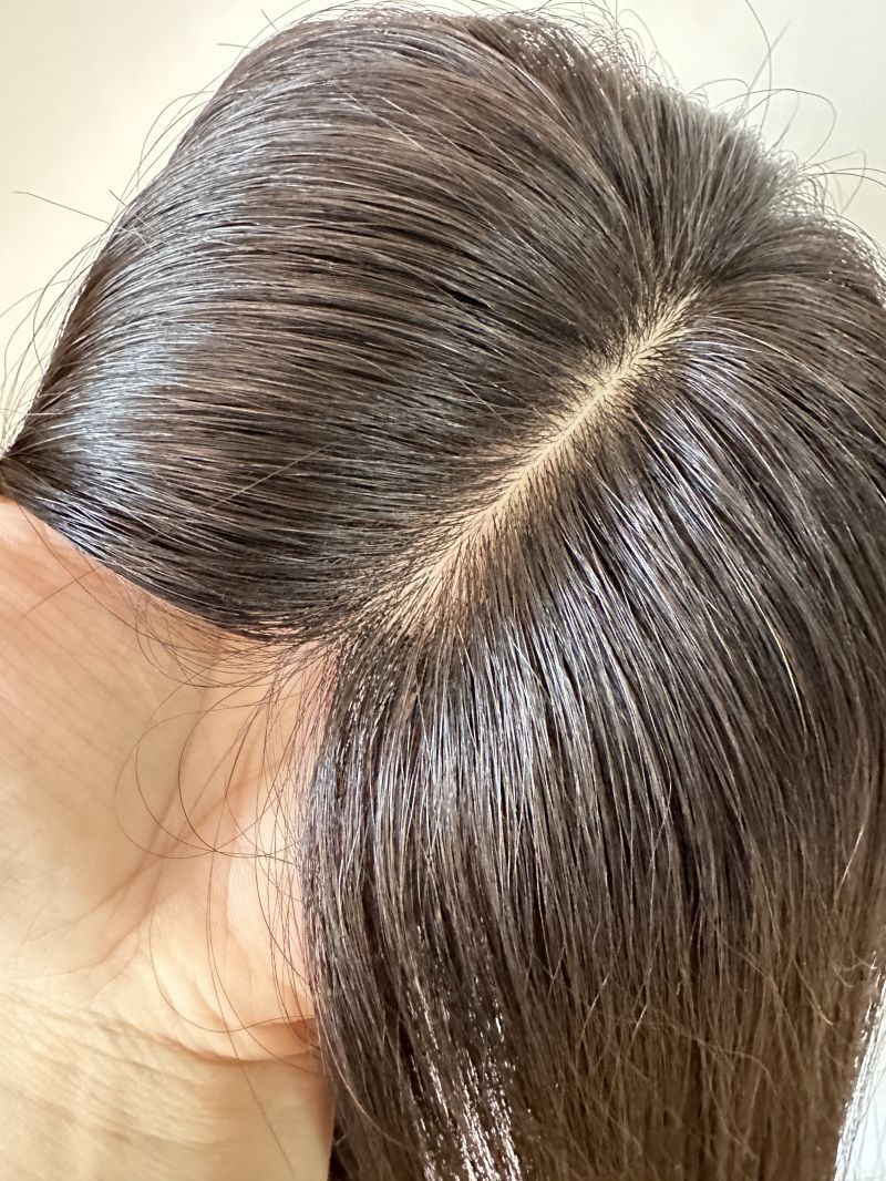 6"X6"Mono Skin with Silk Top Part Area,100%Fine Virgin Human Hair Topper 10"~30"