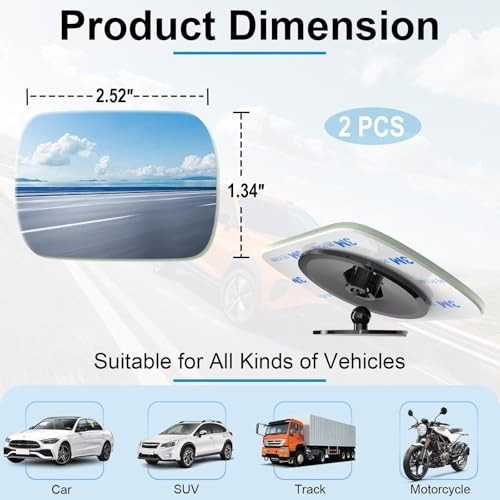 Blind Spot Mirrors 2 Pack, Frameless Side Mirror Blindspot Rectangle-2pcs