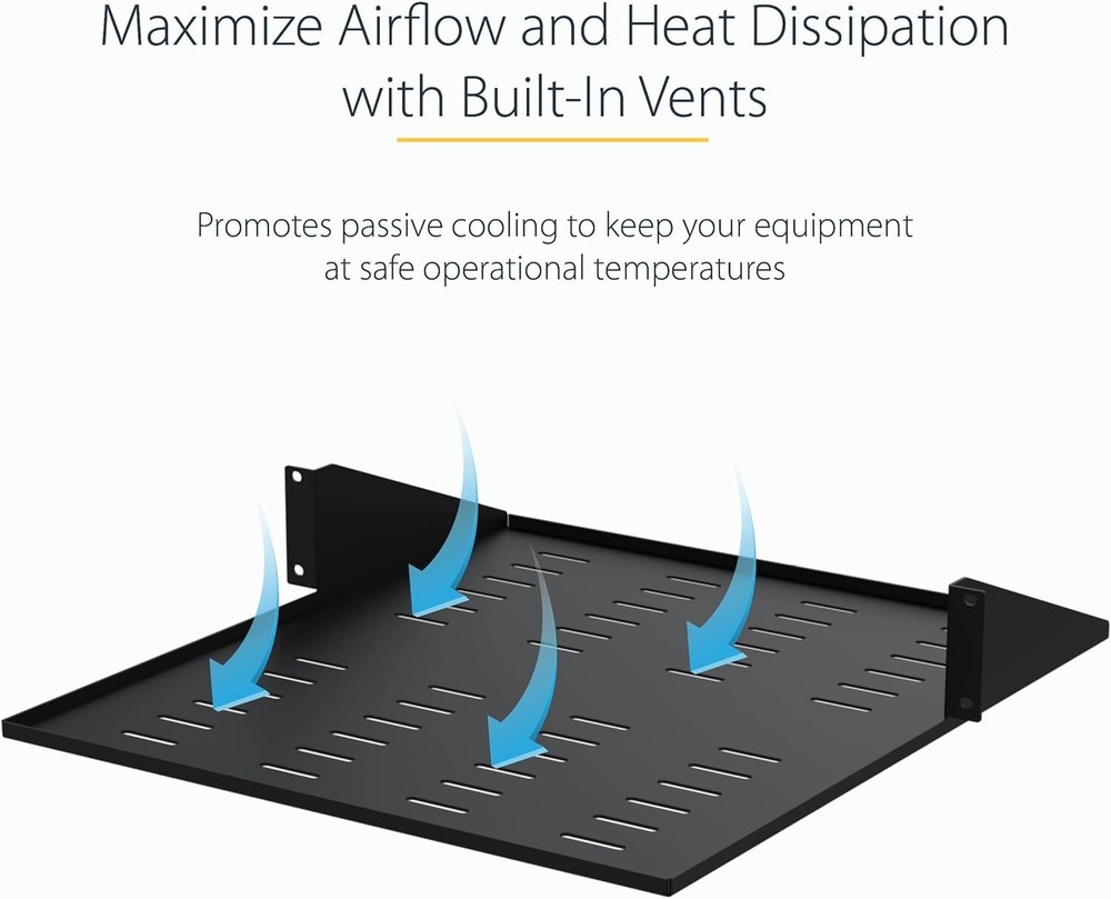 StarTech 2 Post Vented Server Rack Shelf Mount Up to 75 lb. CABSHF2POSTV2